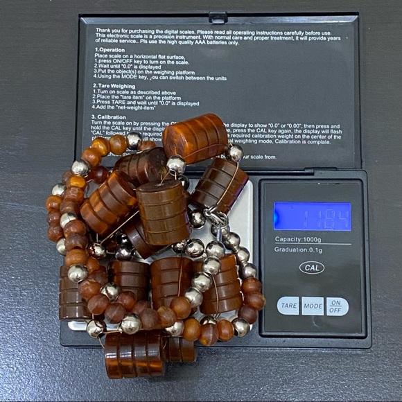 Vintage Cherry Amber Bakelite? Barrel Beaded 34” Long Necklace - Picture 9 of 12